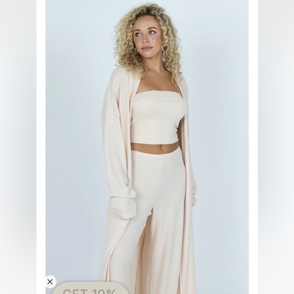 Yacht Club Tube Top Cardigan Pant Set Bellini